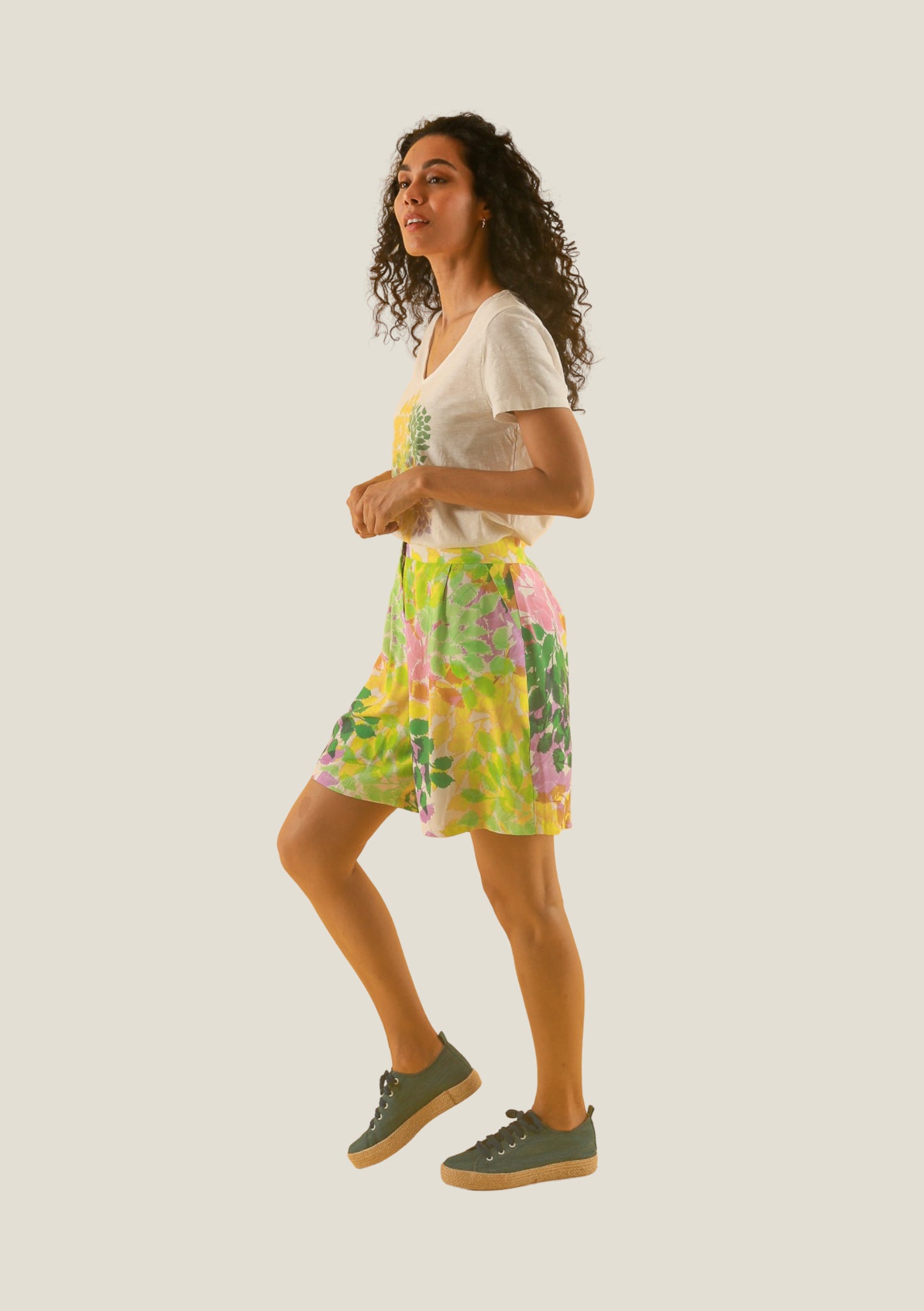 SHORT CHENETTE FEUILLAGE JAUNE