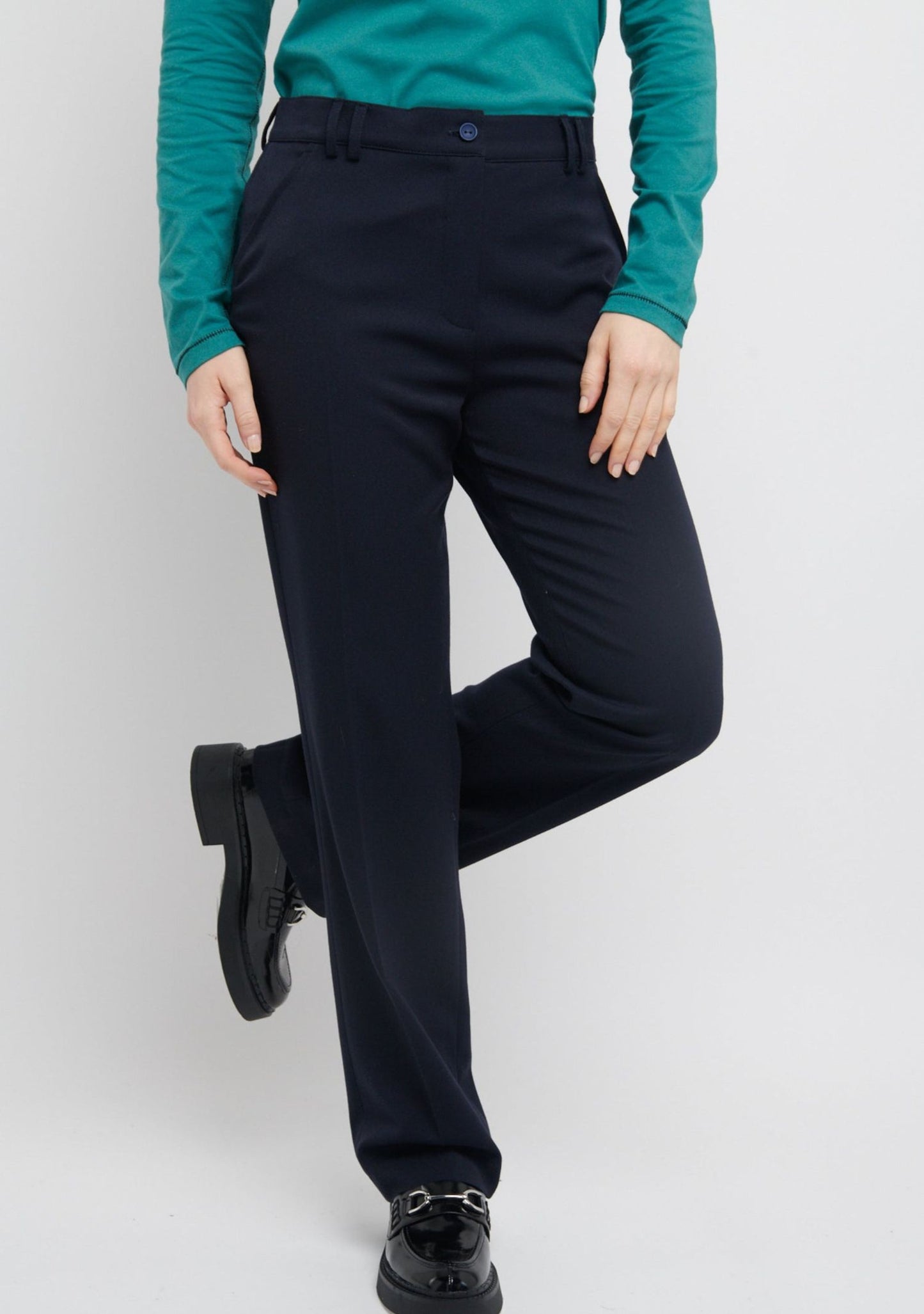 PANTALON PTROI DROIT TAILLE HAUTE MARINE