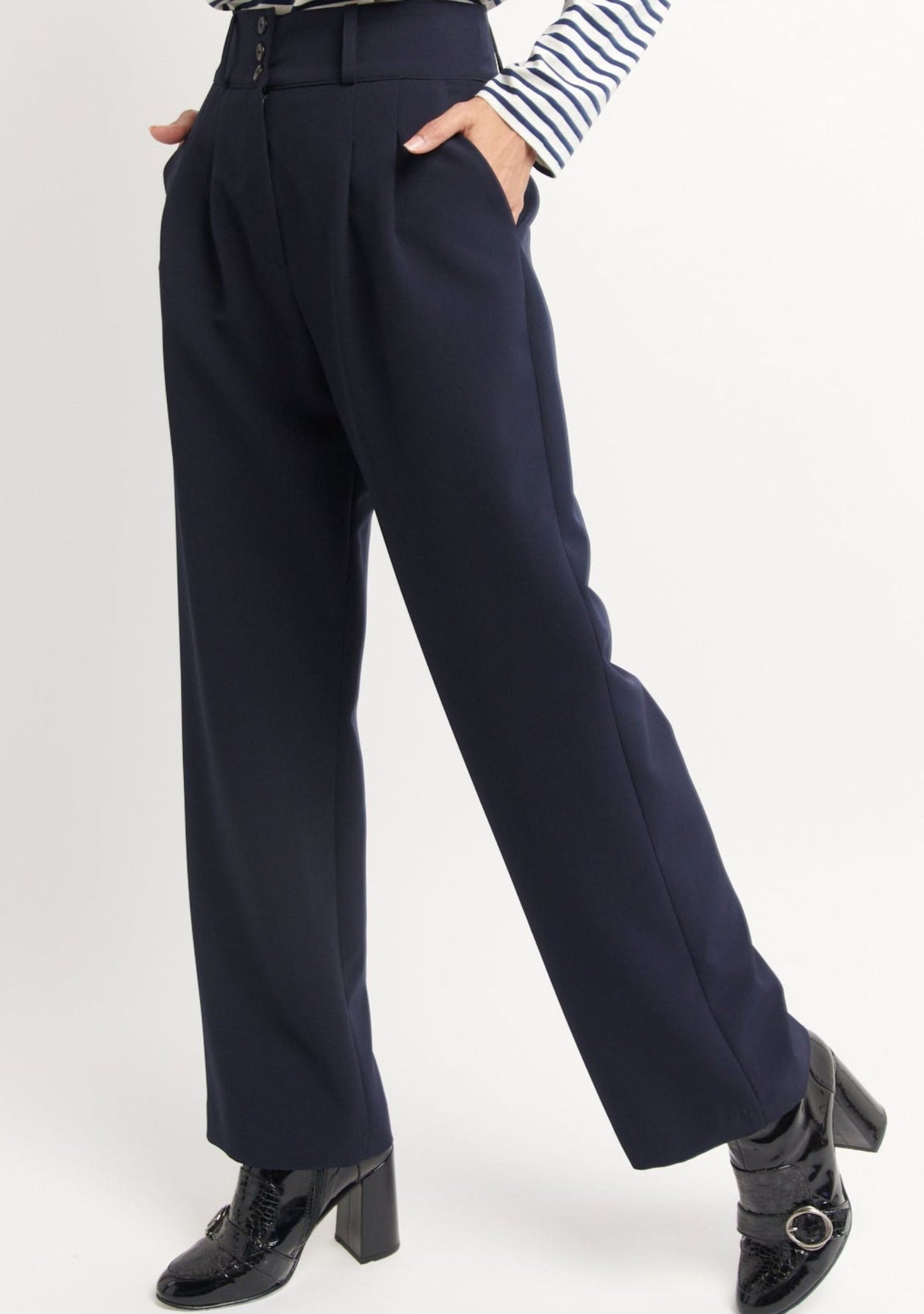PANTALON PLARG TAILLE HAUTE MARINE