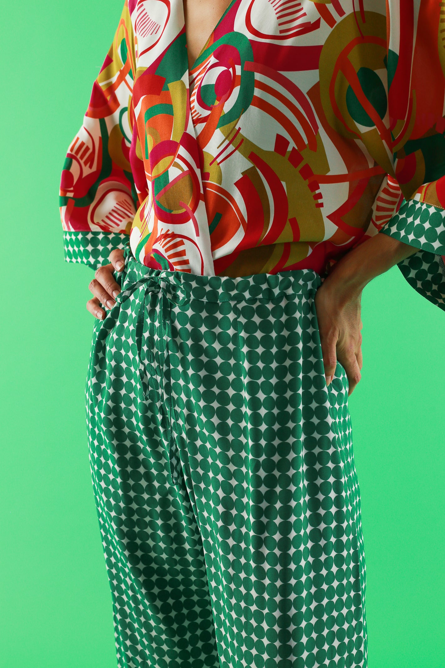 PANTALON PARGE ROND VERT