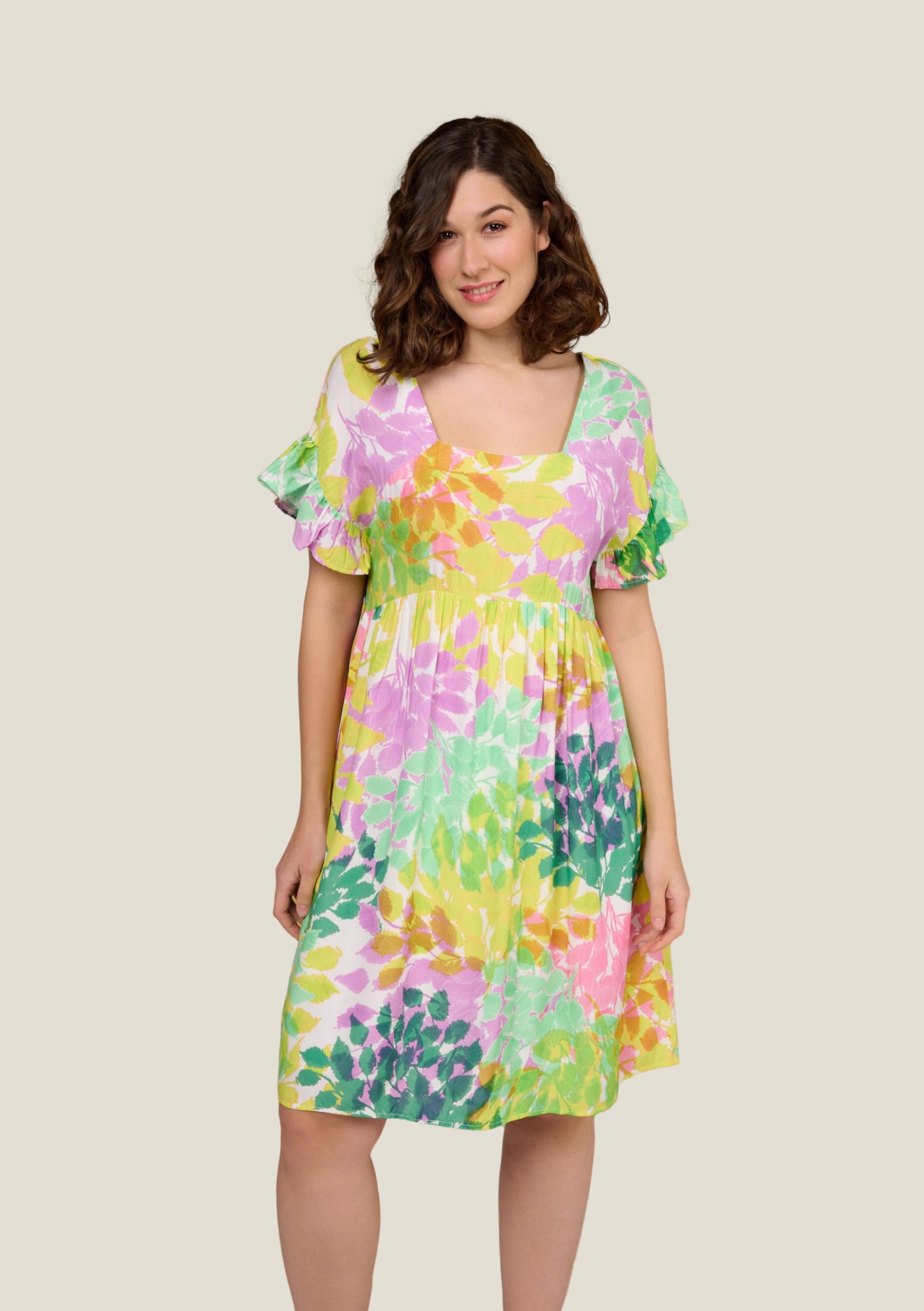 ROBE RANTO FEUILLAGE JAUNE