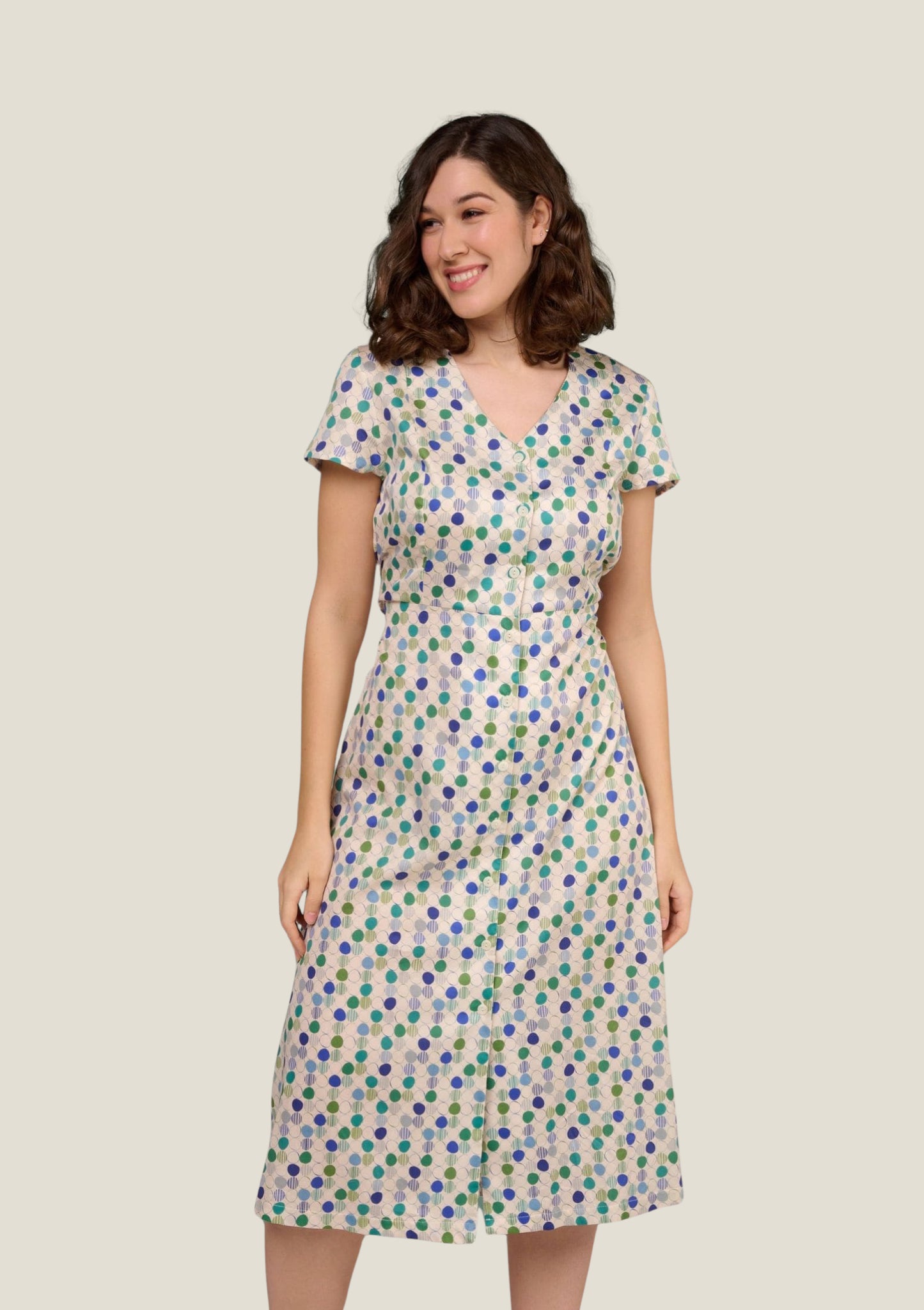 ROBE ROMANE ROND MULTIBLEU