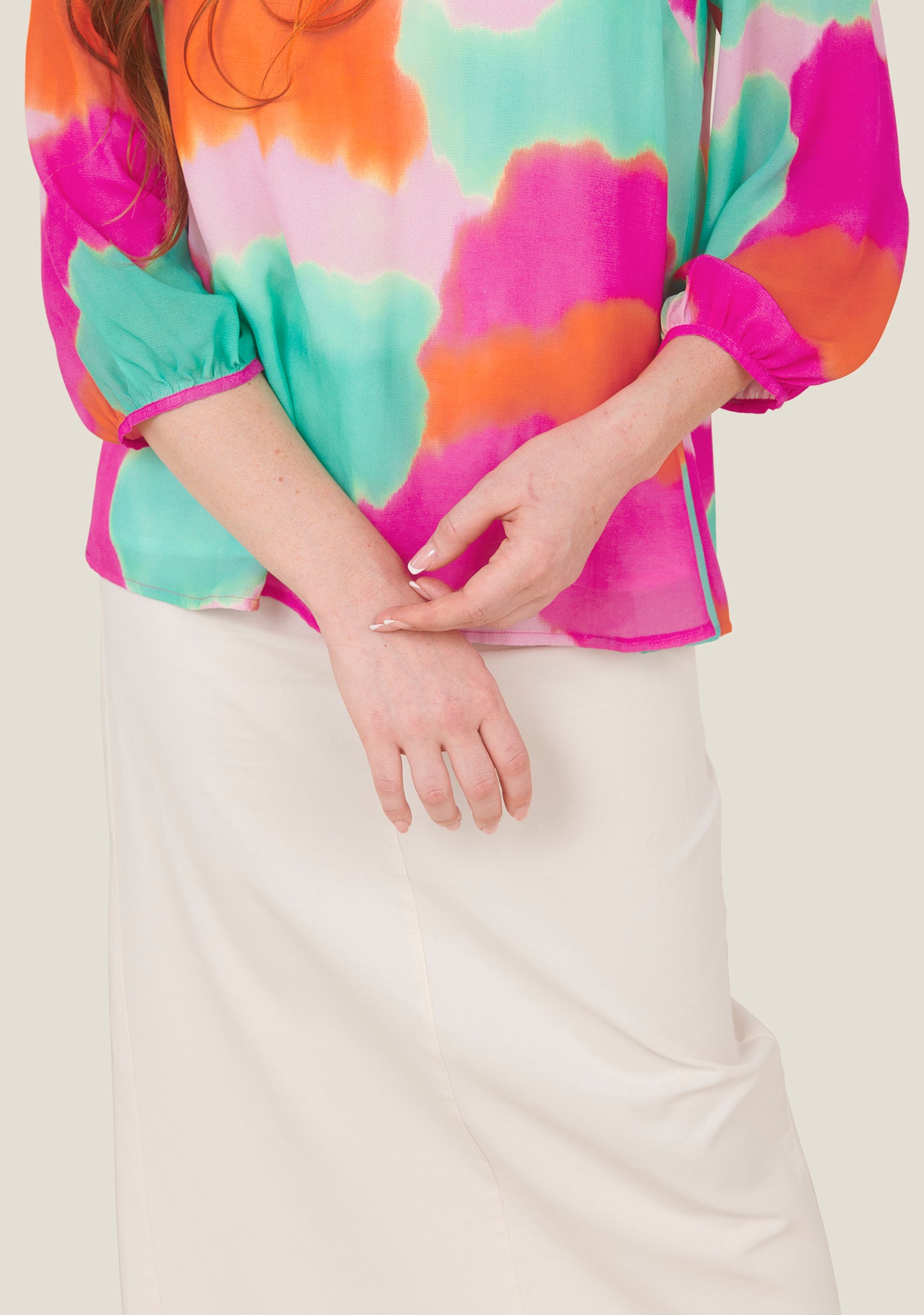BLOUSE TALO NUAGES ROSE