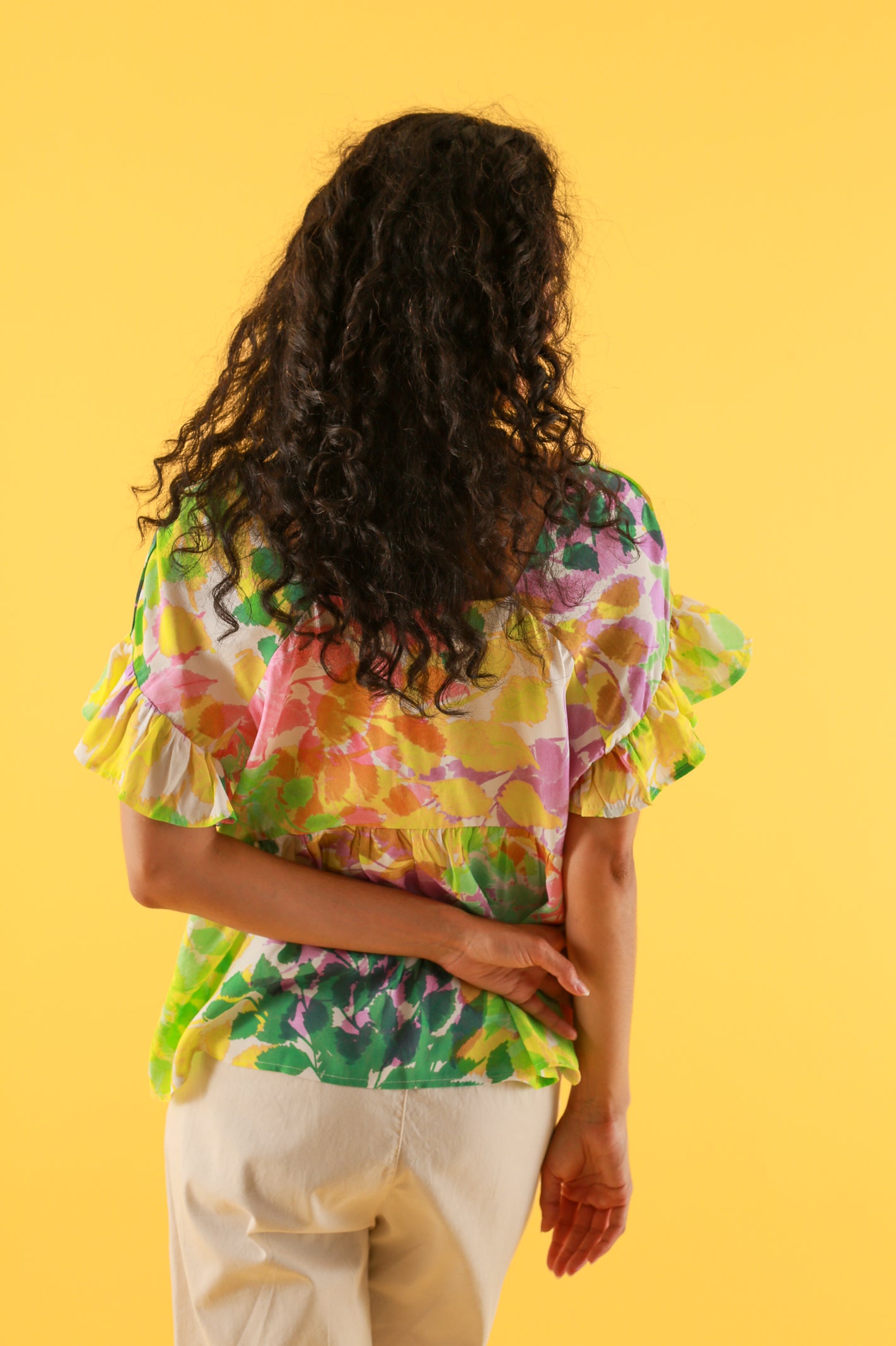 BLOUSE TANTO FEUILLAGE JAUNE