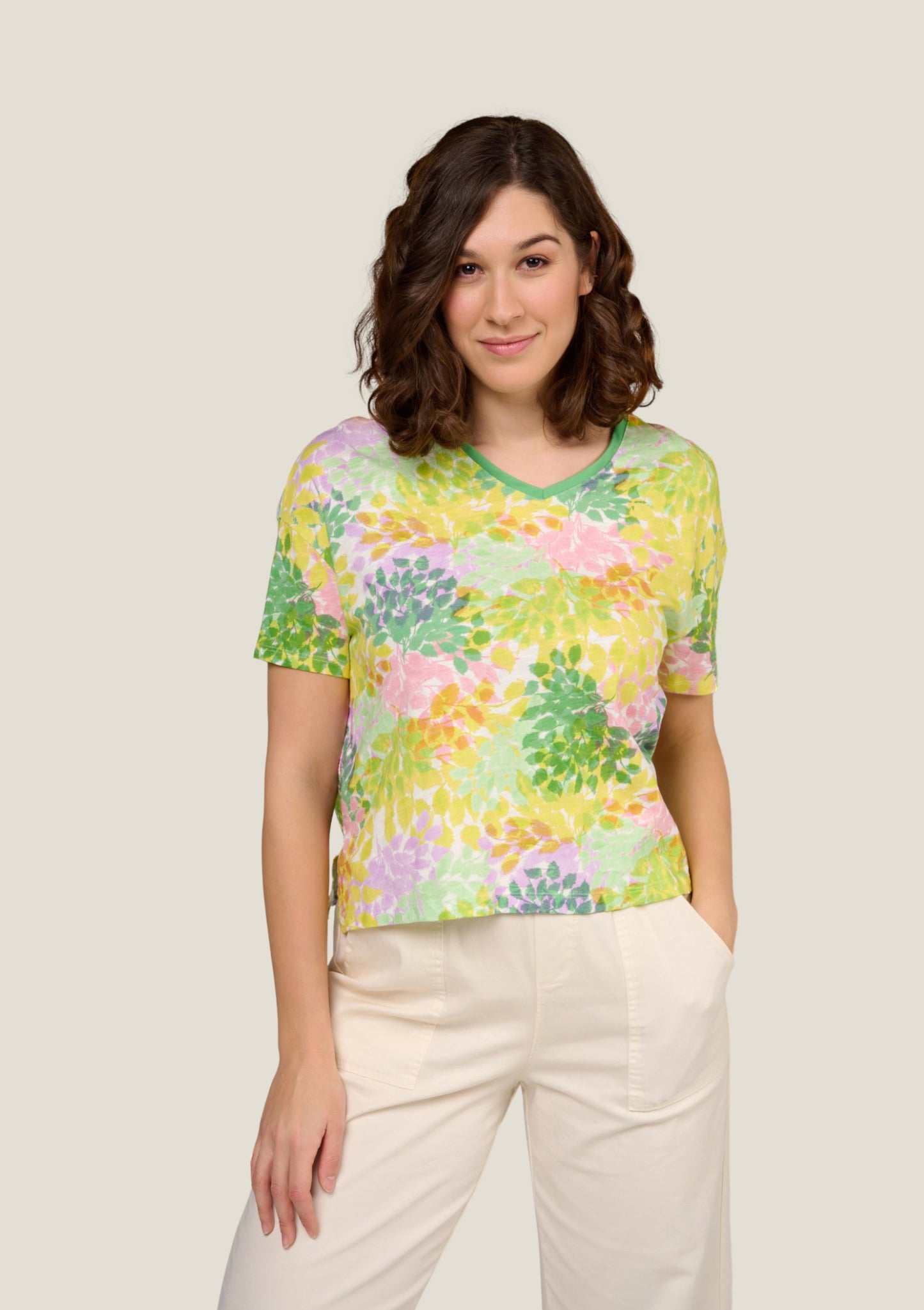 TEE SHIRT TERAI FEUILLAGE JAUNE
