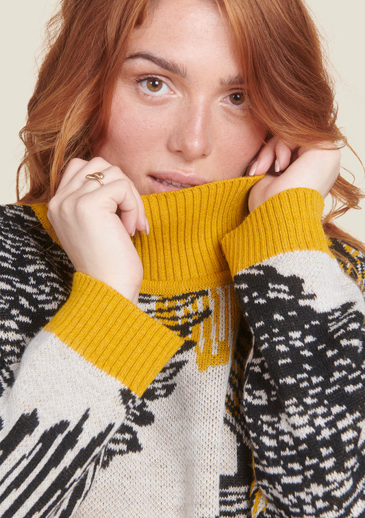 PULL POLUX RATURES JAUNE