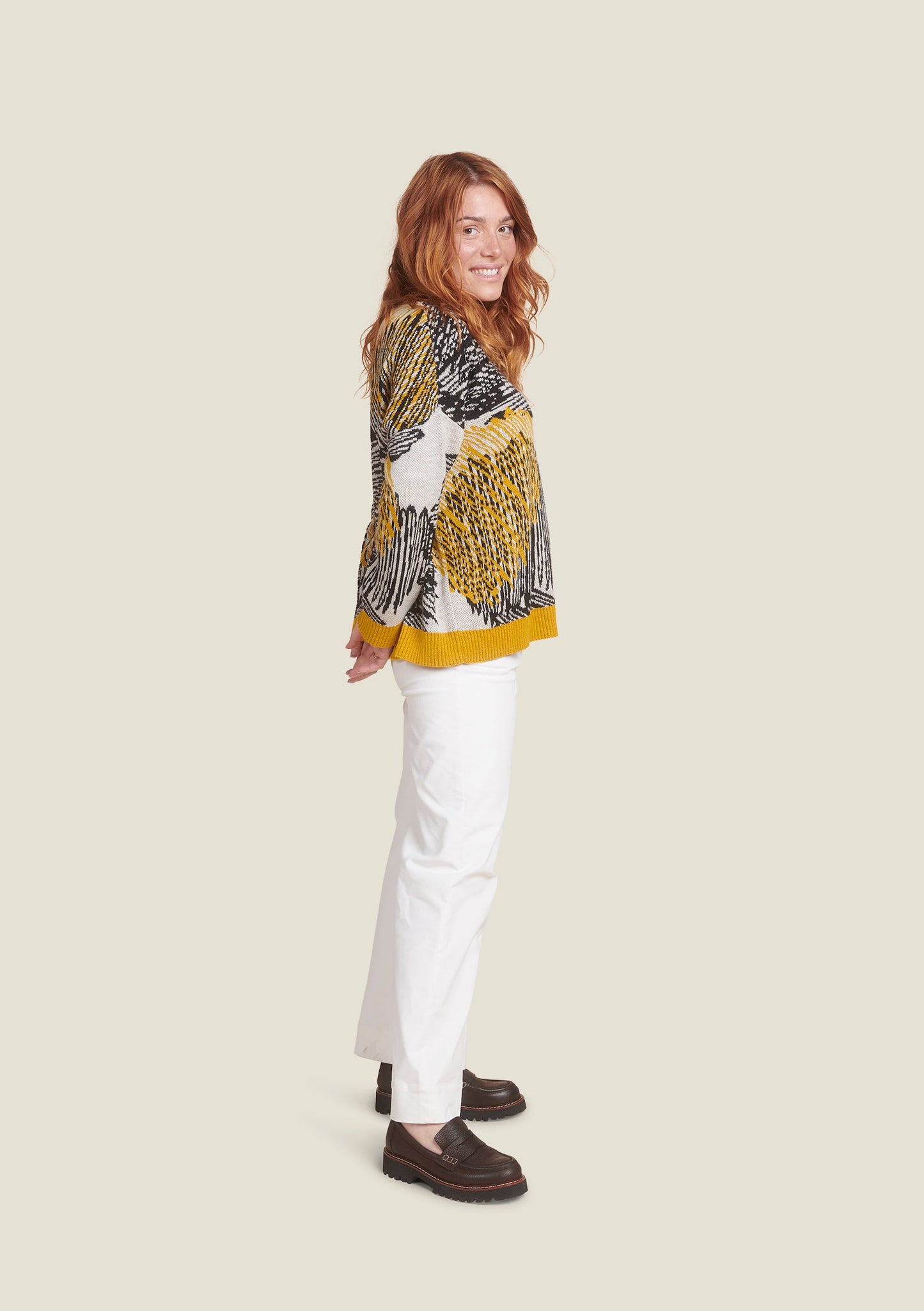 PULL POLUX RATURES JAUNE