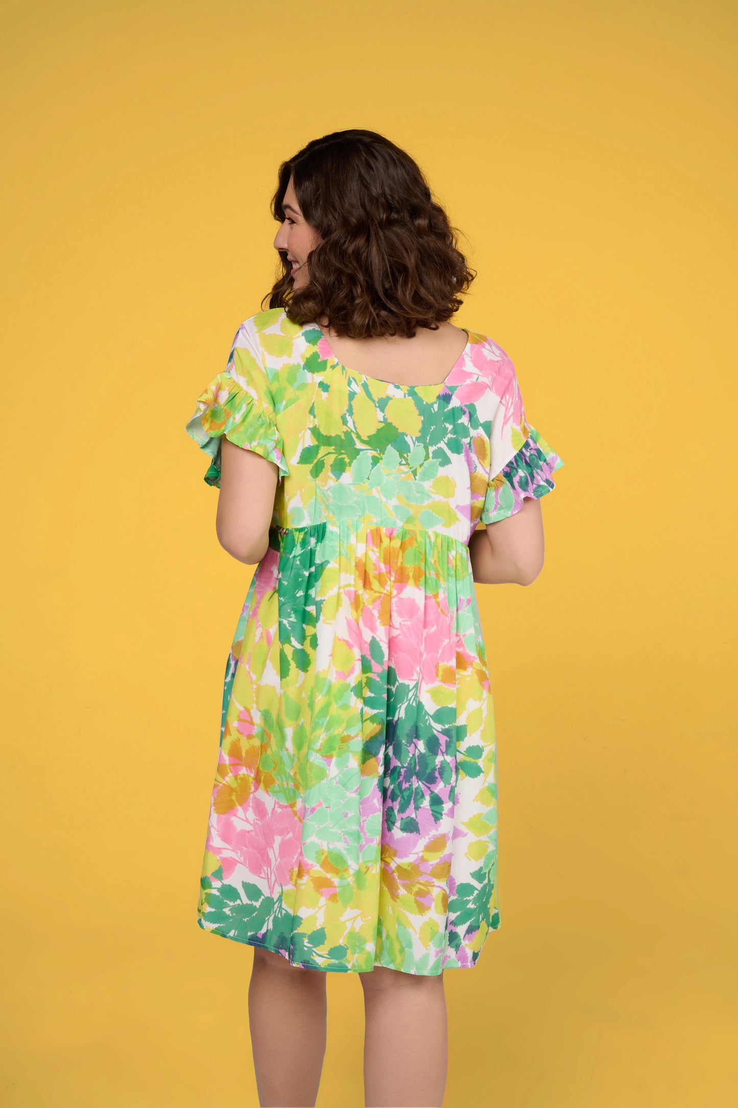 ROBE RANTO FEUILLAGE JAUNE