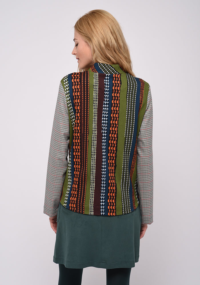 VESTE À CARREAUX IMPRIMÉ VINTAGE VERT