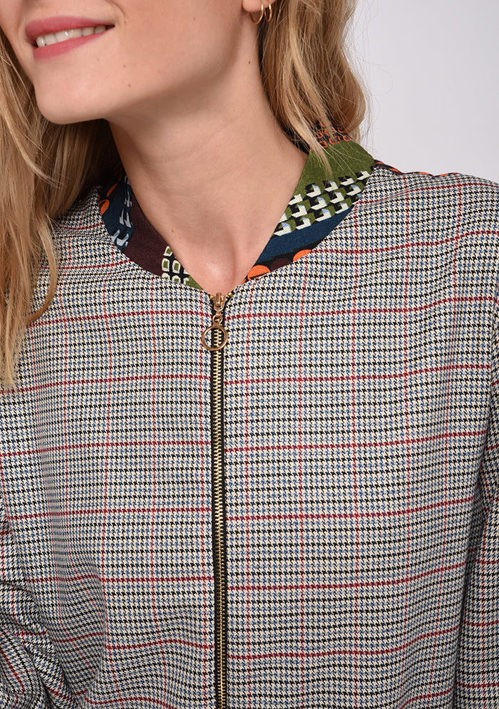 VESTE À CARREAUX IMPRIMÉ VINTAGE VERT