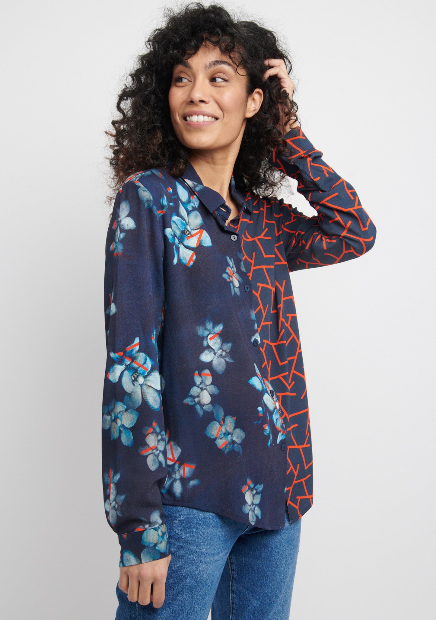 CHEMISE DROITE MIX&MATCH À MOTIF GRAPHIQUE NUIT