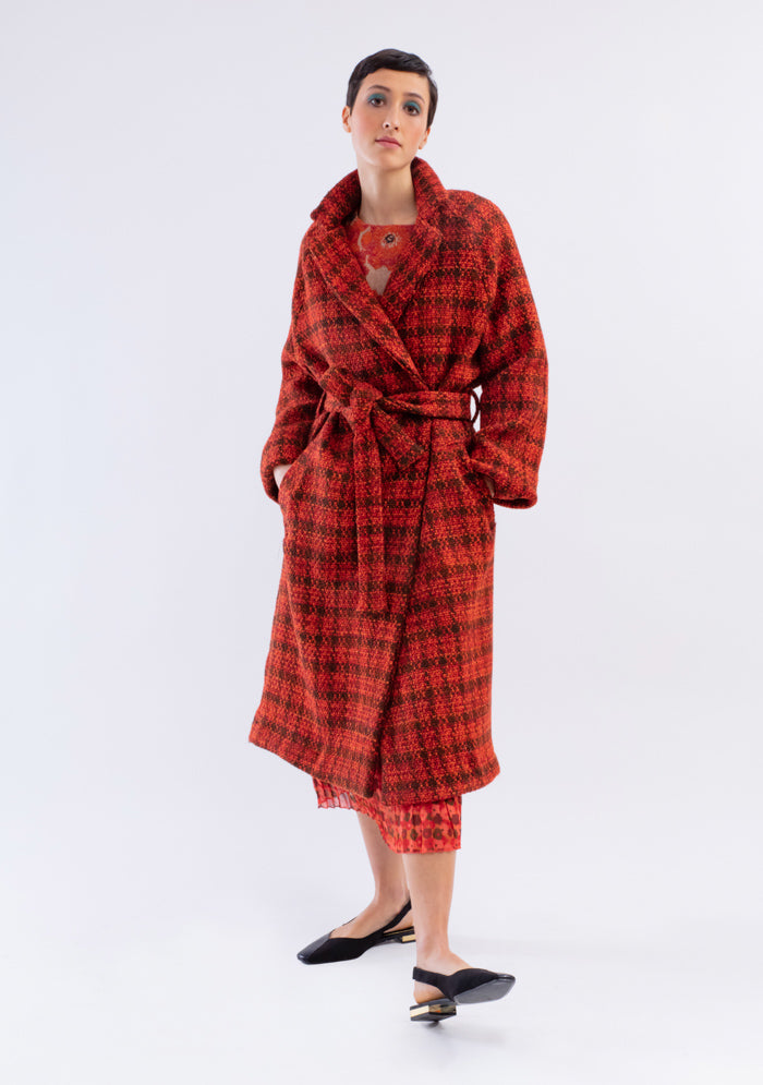 MANTEAU LONG CEINTURÉ ORANGE