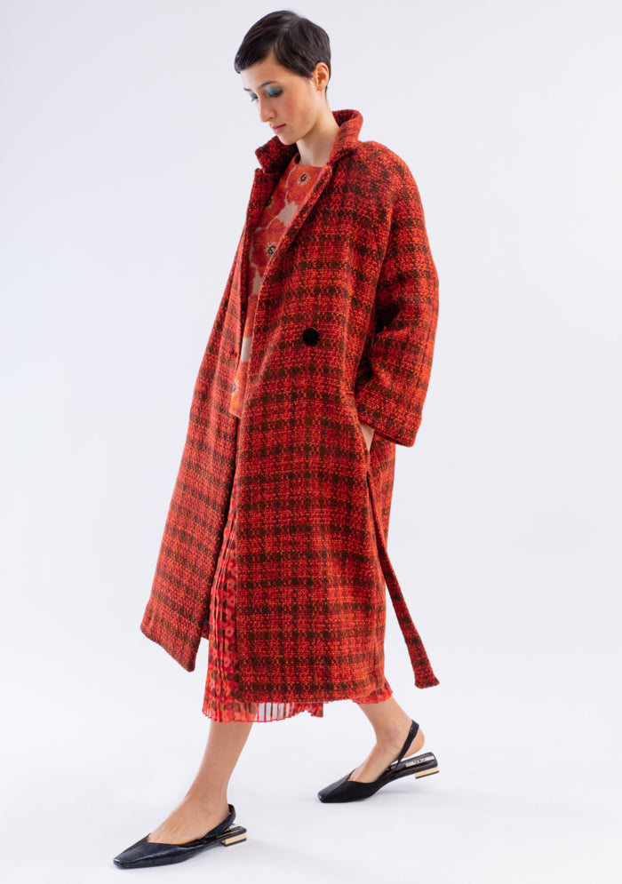 MANTEAU LONG CEINTURÉ ORANGE