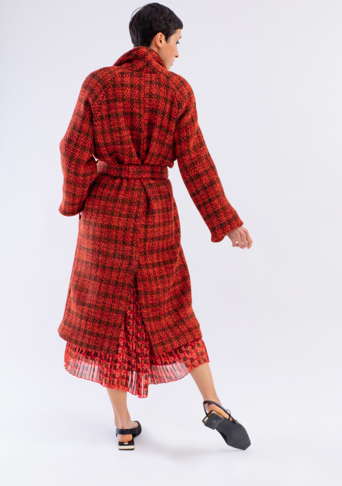 MANTEAU LONG CEINTURÉ ORANGE