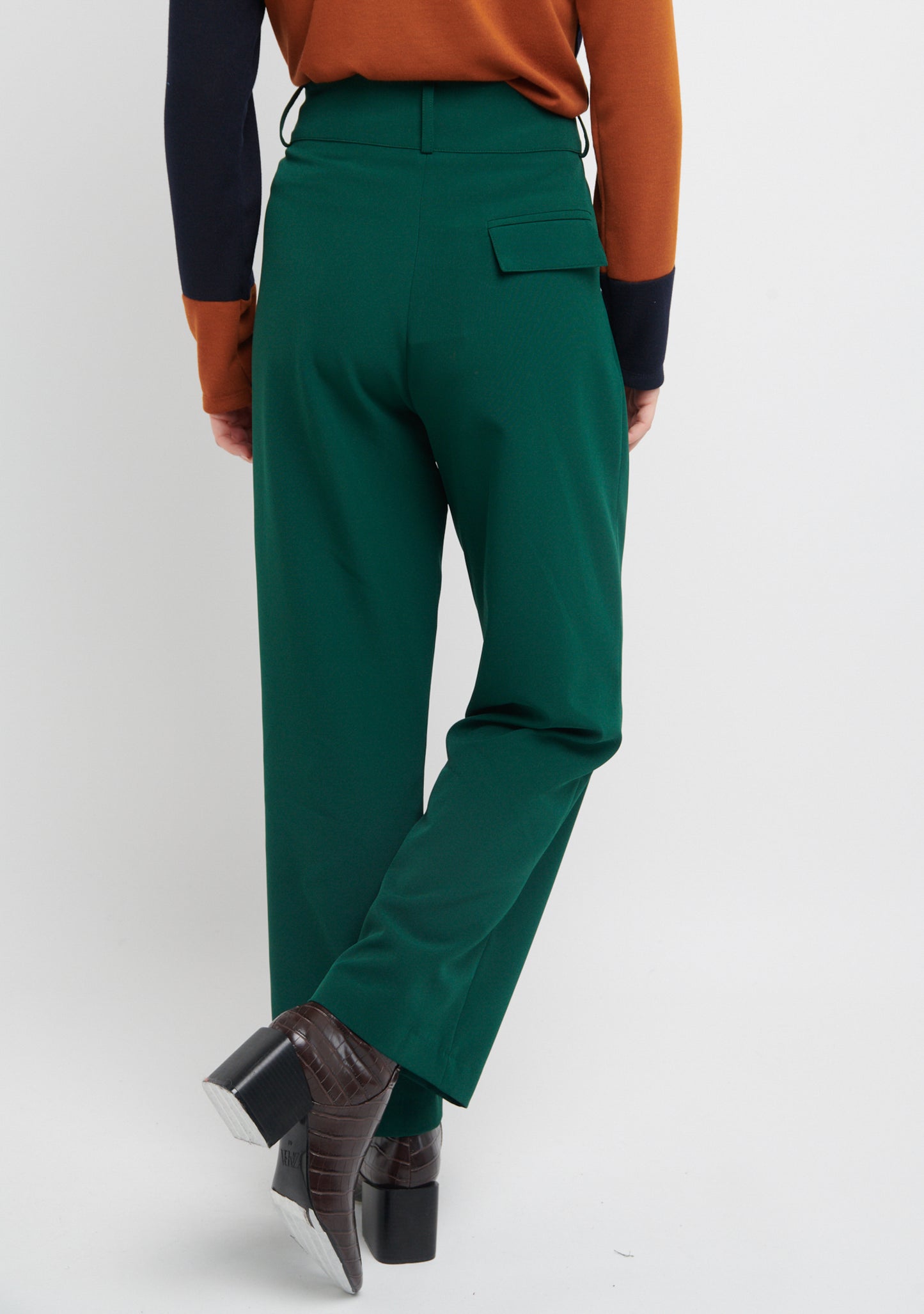PANTALON PLARG LARGE TAILLE HAUTE VERT