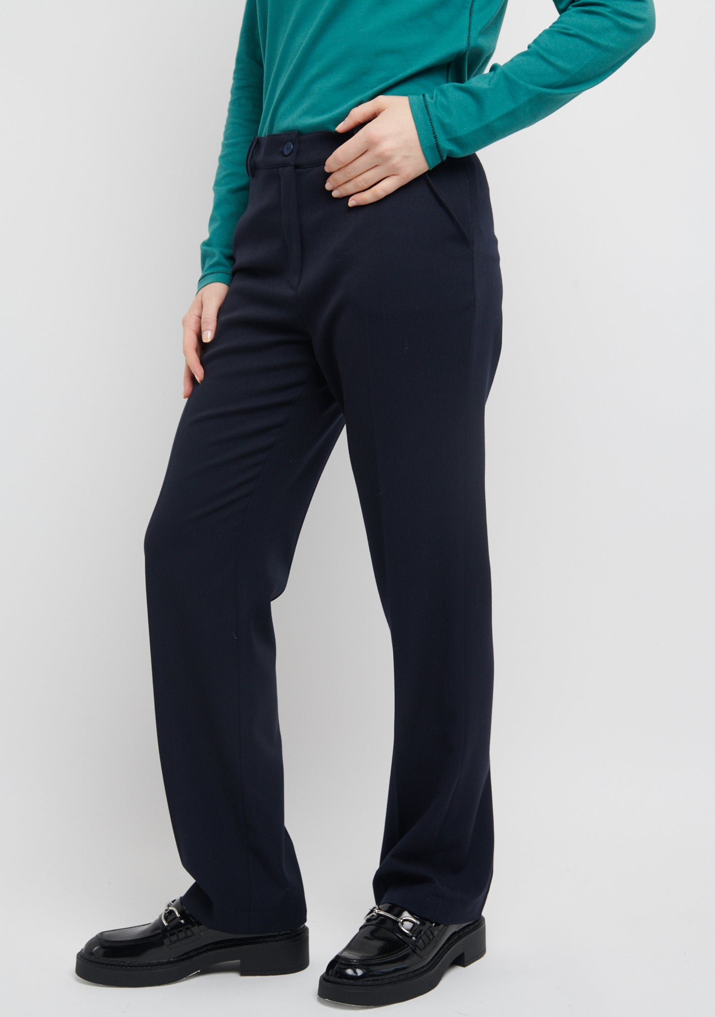 PANTALON PTROI DROIT TAILLE HAUTE MARINE