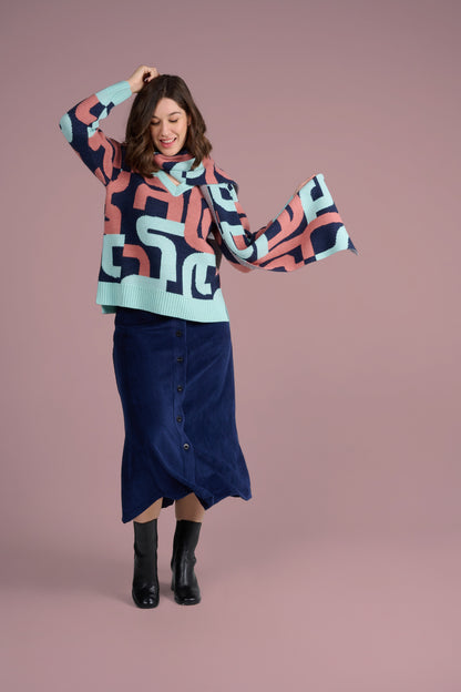 ECHARPE CALIGRAPHIE MARINE