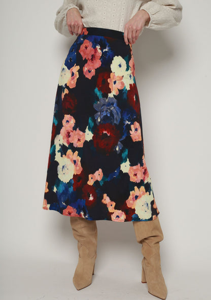 JUPE JINOL FLEURS DHIVER CORAIL