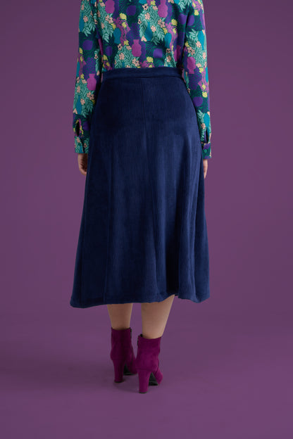 JUPE JINOU VELOURS MARINE