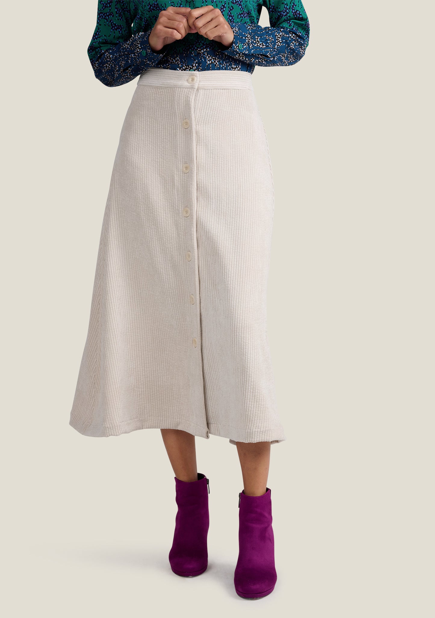 JUPE JINOU VELOURS ECRU