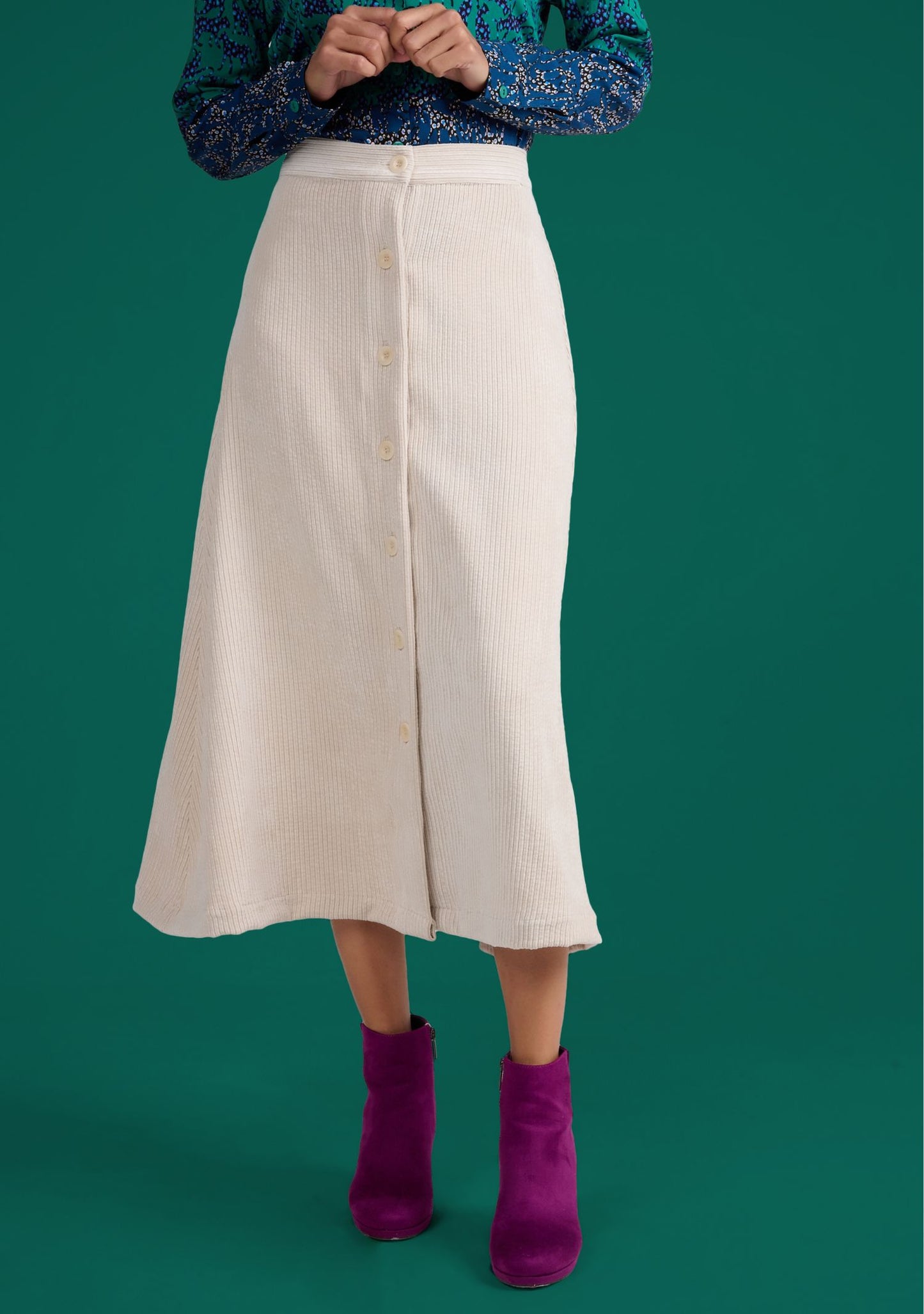 JUPE JINOU VELOURS ECRU