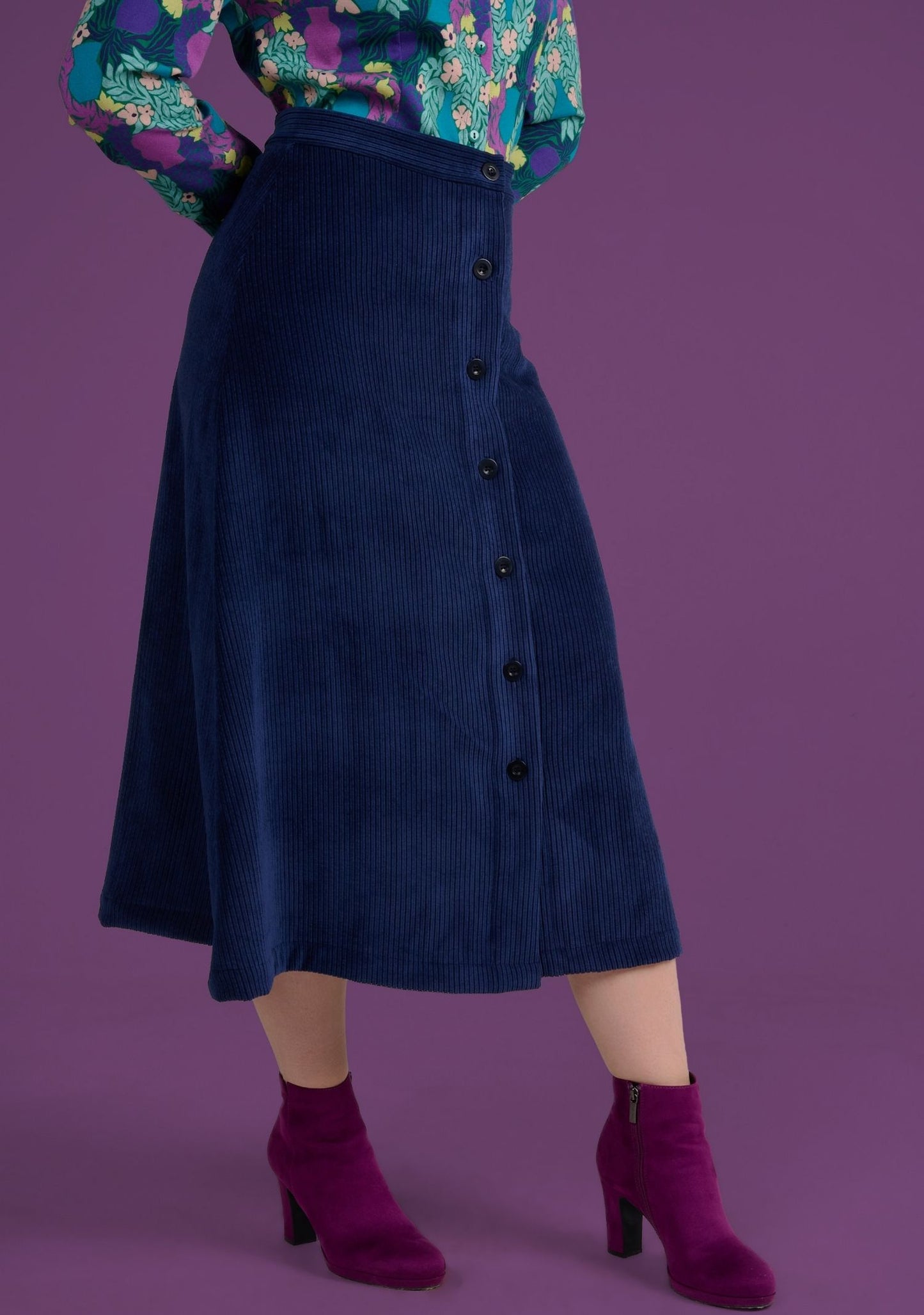 JUPE JINOU VELOURS MARINE