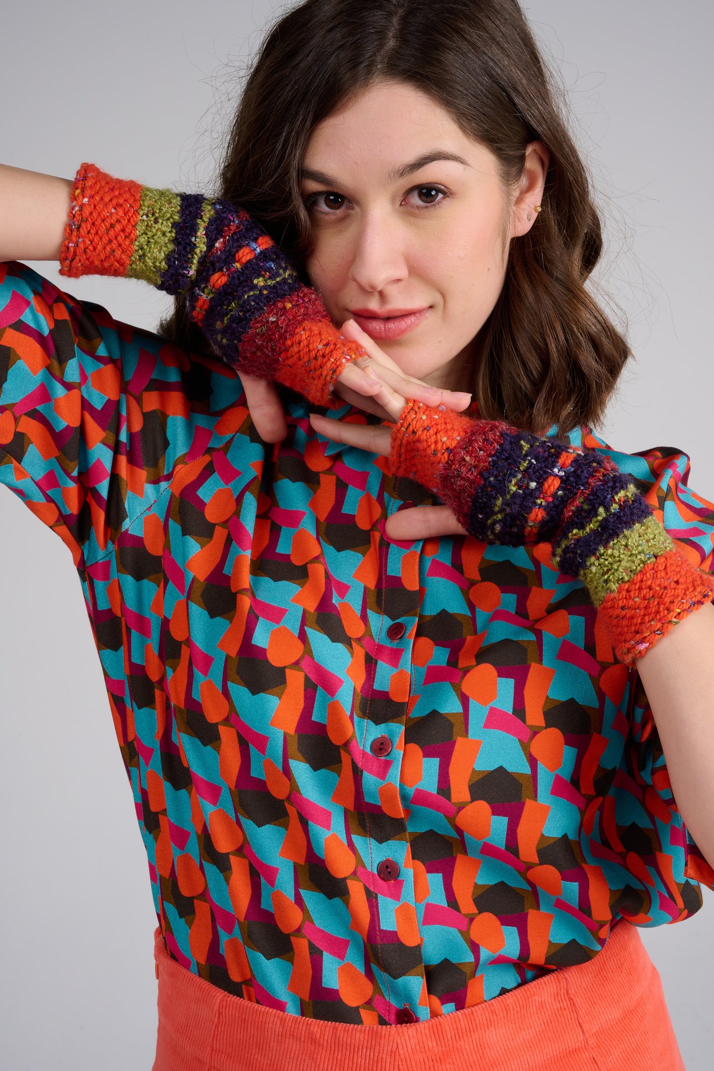 MITAINES MITEN RAYURES ORANGE