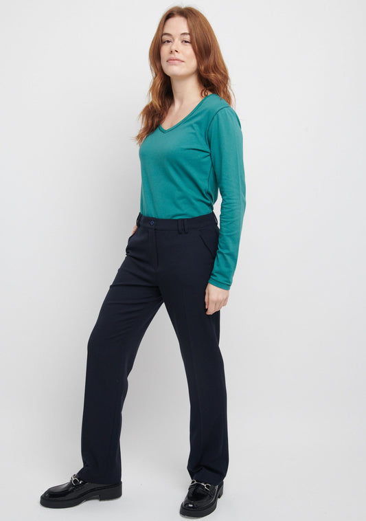 PANTALON PTROI DROIT TAILLE HAUTE MARINE