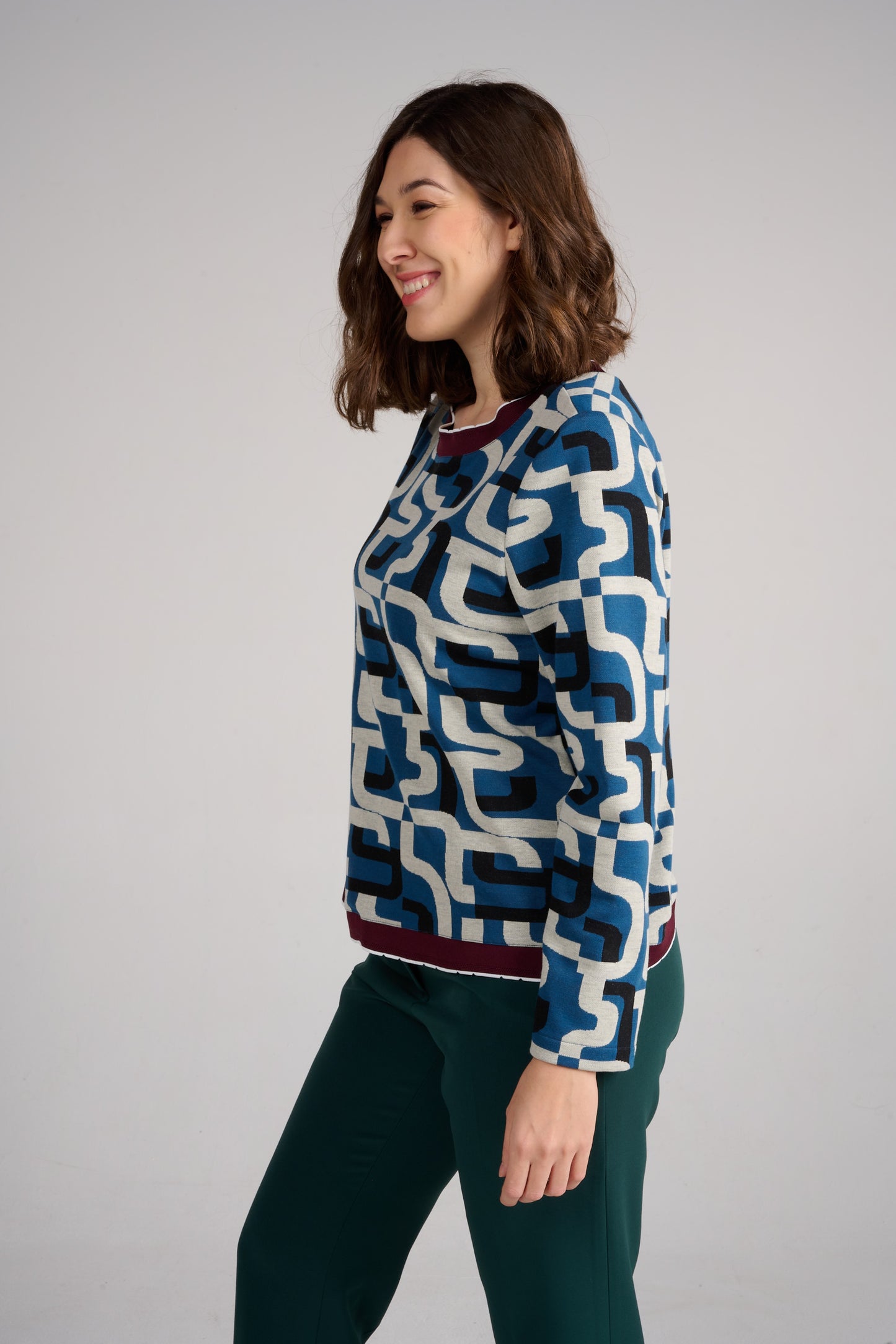 PULL PILOU CALIGRAPHIE BLEU