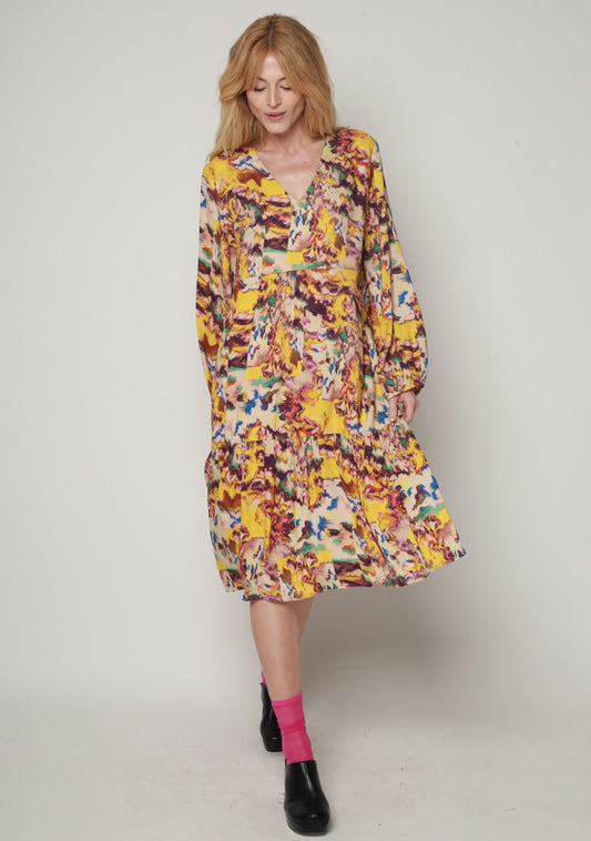 ROBE RACOR REFLETS JAUNE