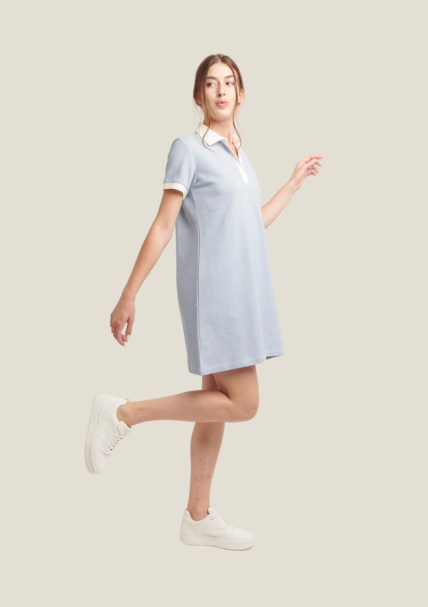ROBE RALOR JACQUARD BLEU