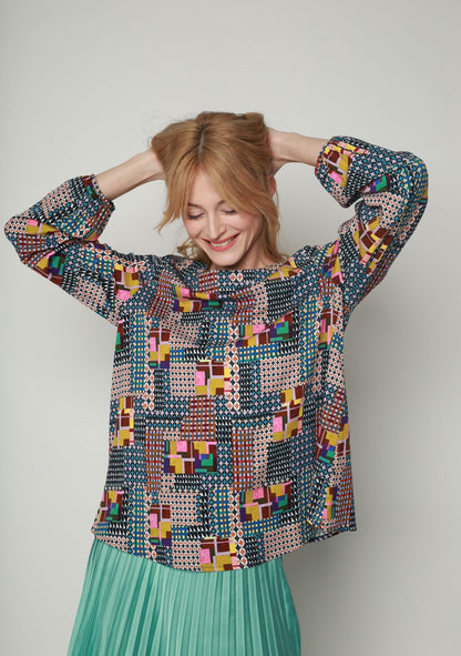BLOUSE TEDDY MOSAIQUE MULTICOLORE