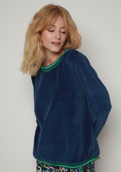SWEAT TIBOC VELOURS BLEU