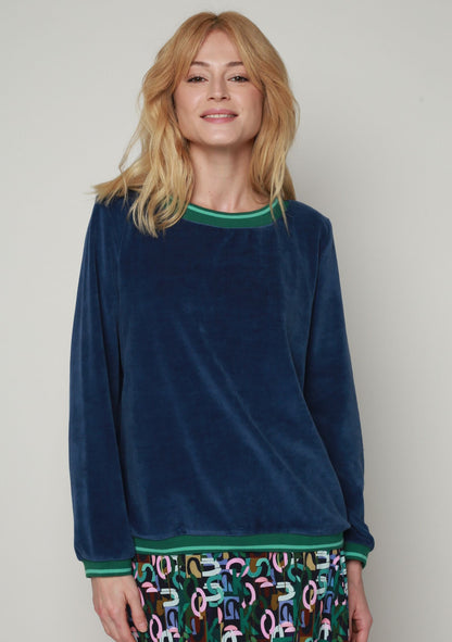 SWEAT TIBOC VELOURS BLEU