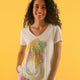 TEE SHIRT TOCHE FEUILLAGE ECRU