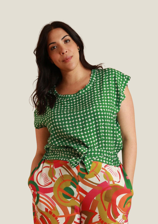 BLOUSE TOPSA ROND VERT