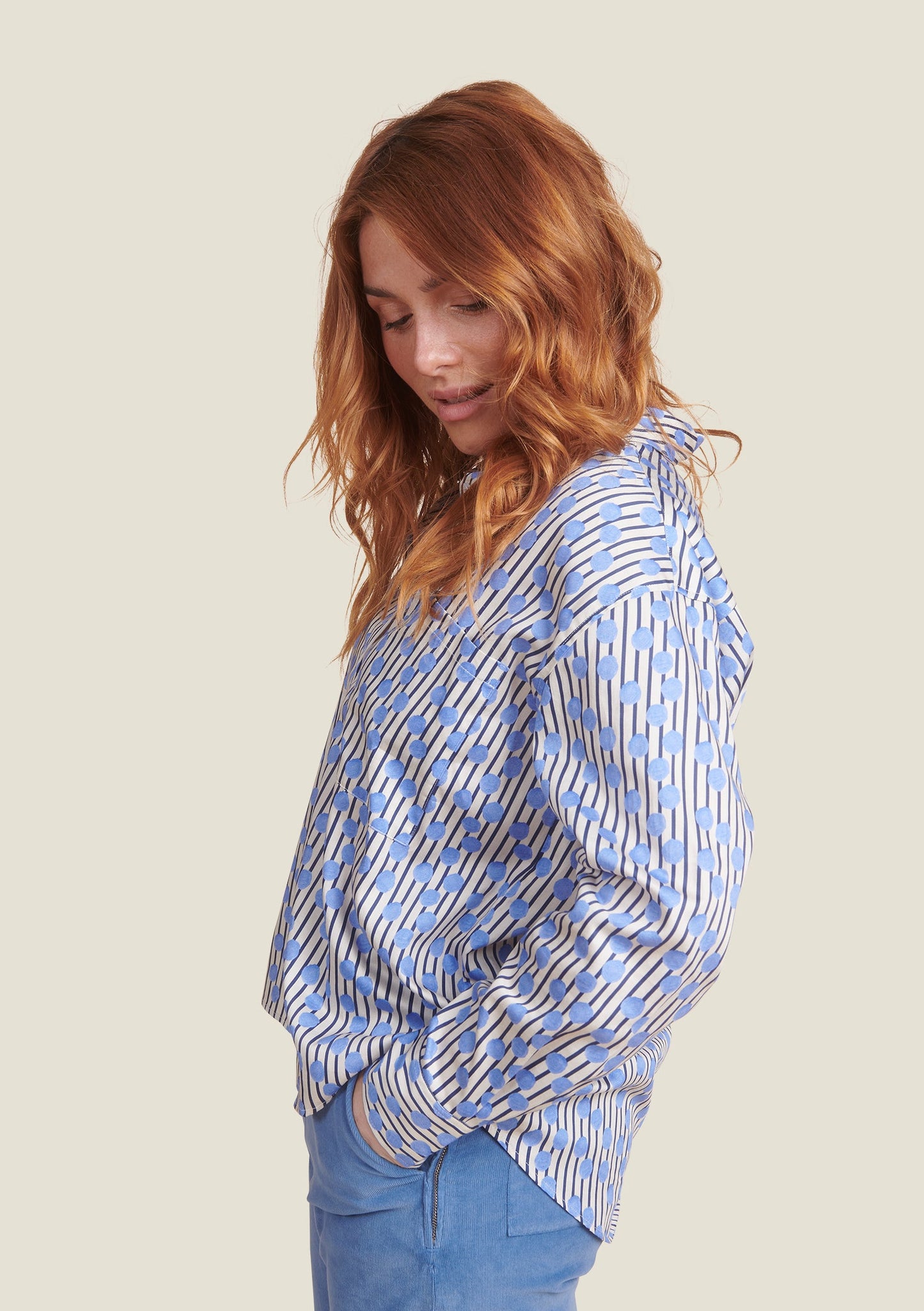 CHEMISE CLEO GOMMETTE RAYE BLEU
