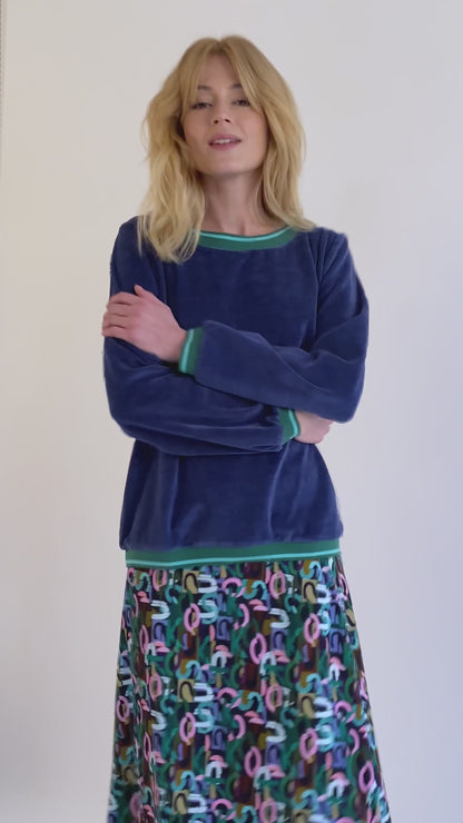 SWEAT TIBOC VELOURS BLEU