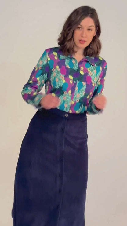 JUPE JINOU VELOURS MARINE