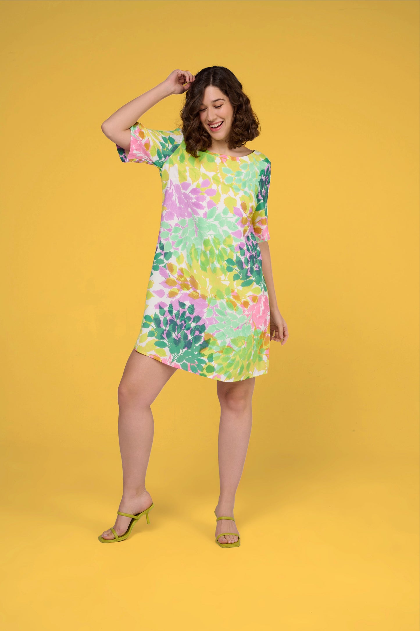 ROBE RASAH FEUILLAGE JAUNE