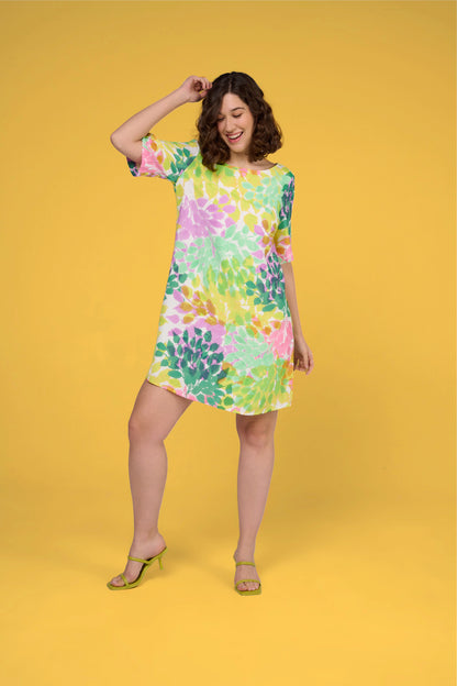 ROBE RASAH FEUILLAGE JAUNE
