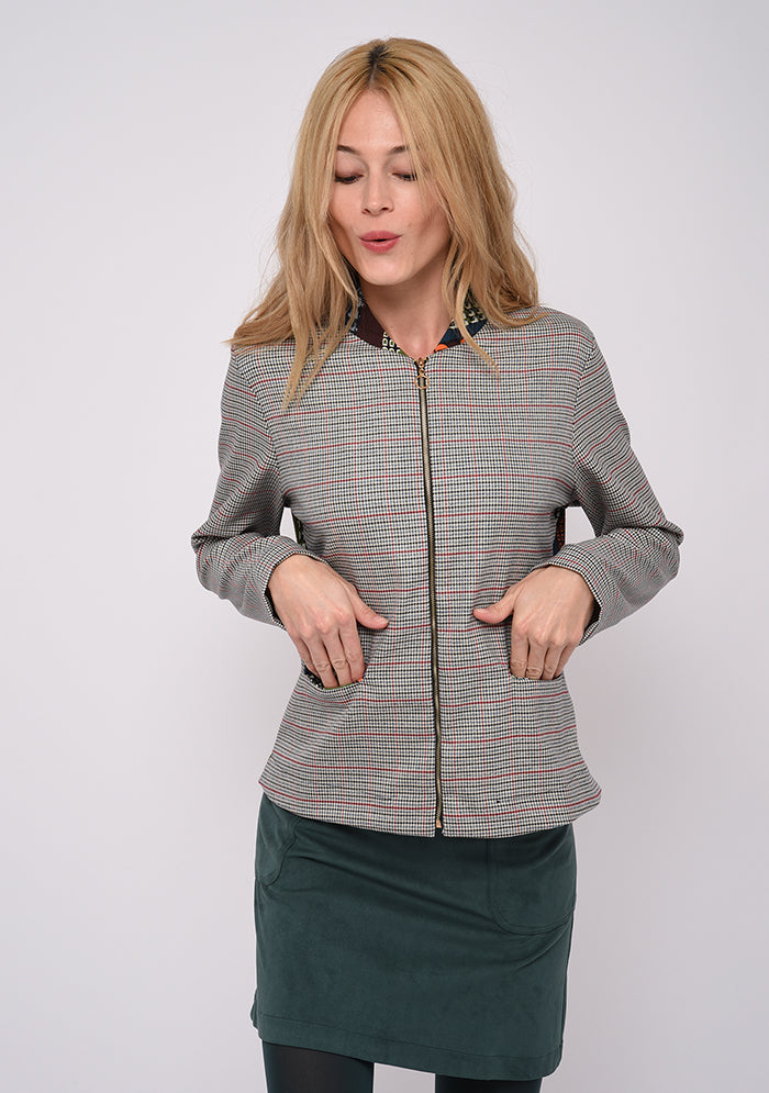 VESTE À CARREAUX IMPRIMÉ VINTAGE VERT