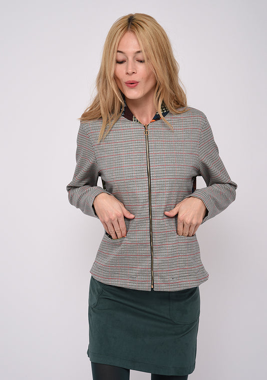 VESTE À CARREAUX IMPRIMÉ VINTAGE VERT