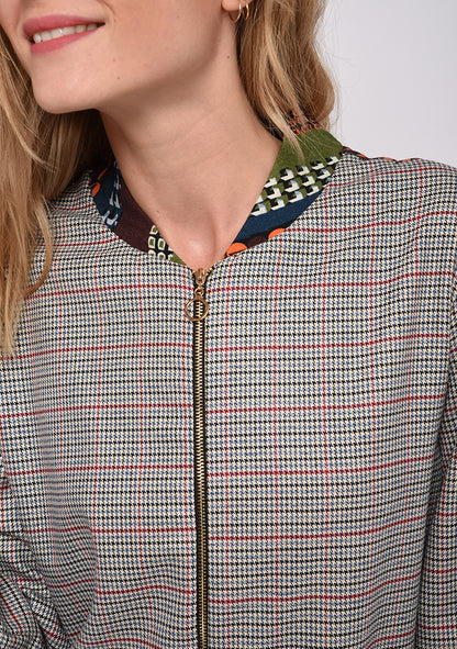 VESTE À CARREAUX IMPRIMÉ VINTAGE VERT