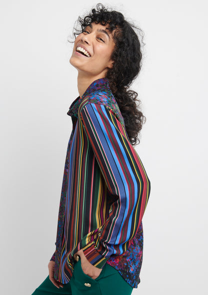 CHEMISE DROITE MIX&MATCH À MOTIF FLORAL LUMINESCENT