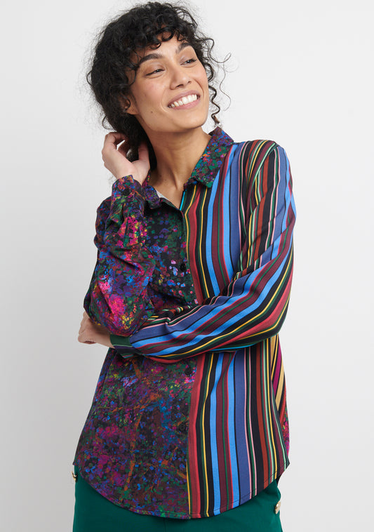 CHEMISE DROITE MIX&MATCH À MOTIF FLORAL LUMINESCENT