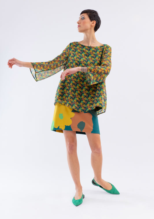 Jupe droite motif Joyeux jaune