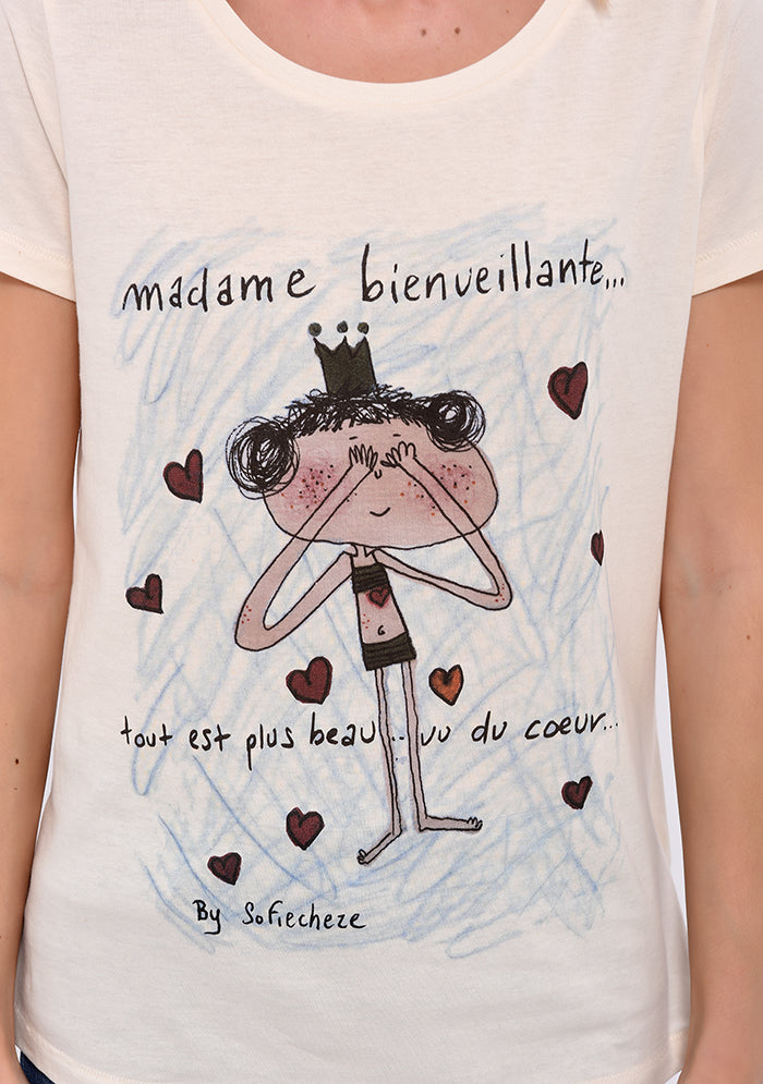 TEE SHIRT MADAM BIENVEILLANTE ÉCRU