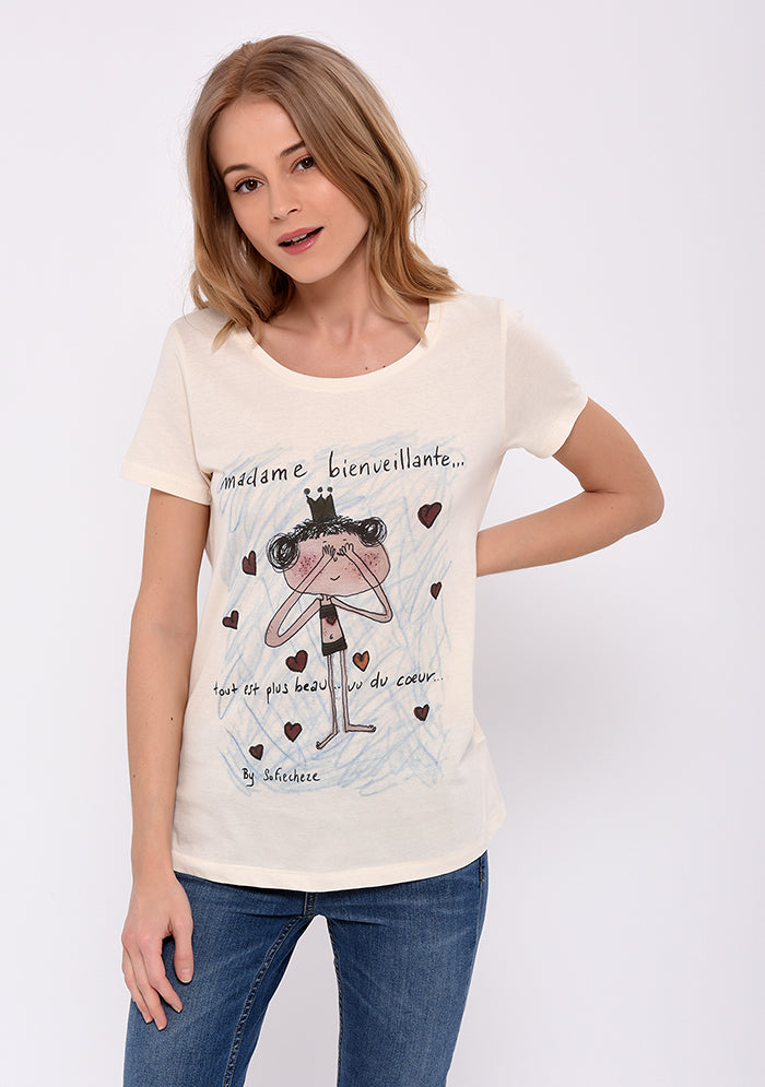 TEE SHIRT MADAM BIENVEILLANTE ÉCRU
