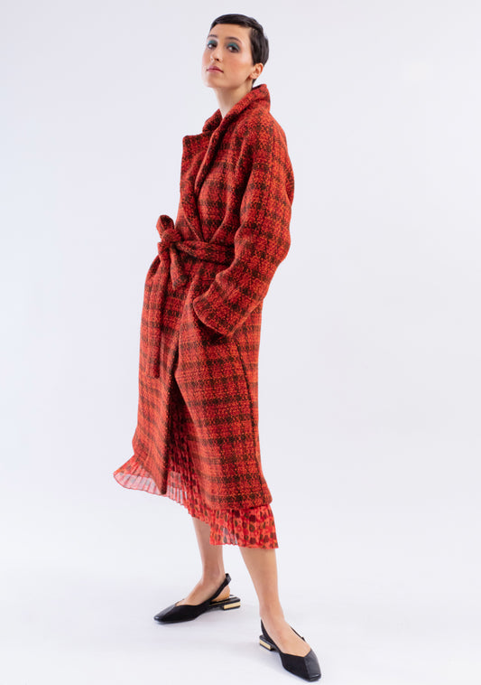 MANTEAU LONG CEINTURÉ ORANGE